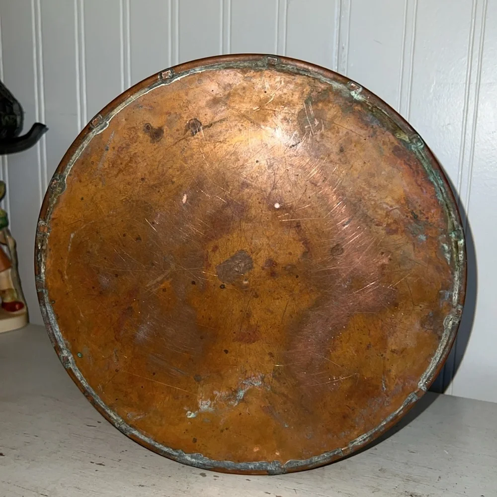 Large Vintage copper brass handles planter